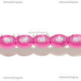 5 Perle a Botte in Vetro Rosa 9x6mm